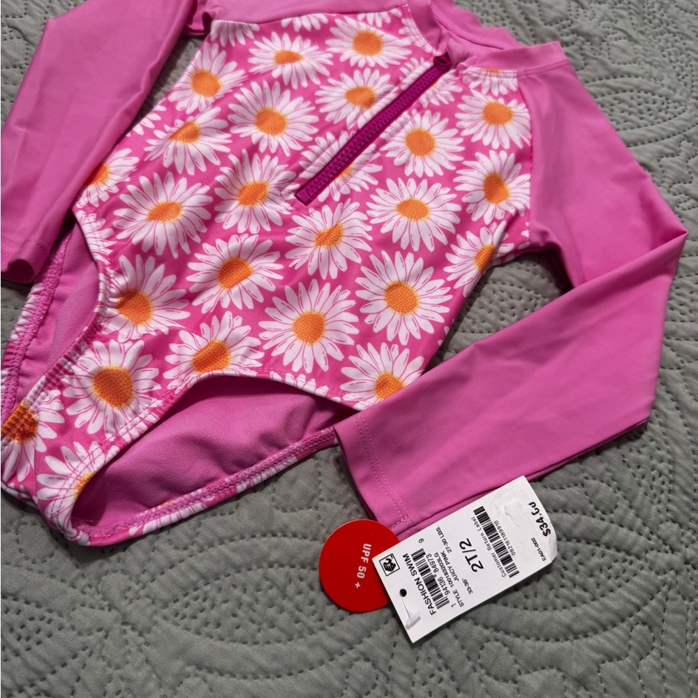 Epic Threads Pink Daisy Kids Rashguard - Picture 3 of 3